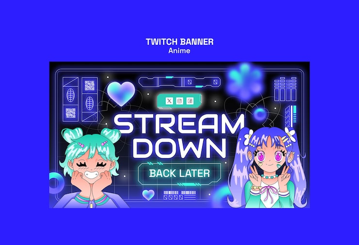 Gratis PSD anime stream down twitch-banner