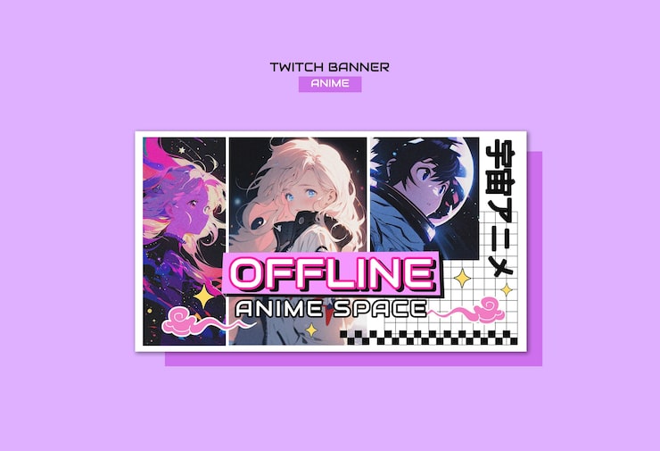 Gratis PSD anime-tema offline twitch banner