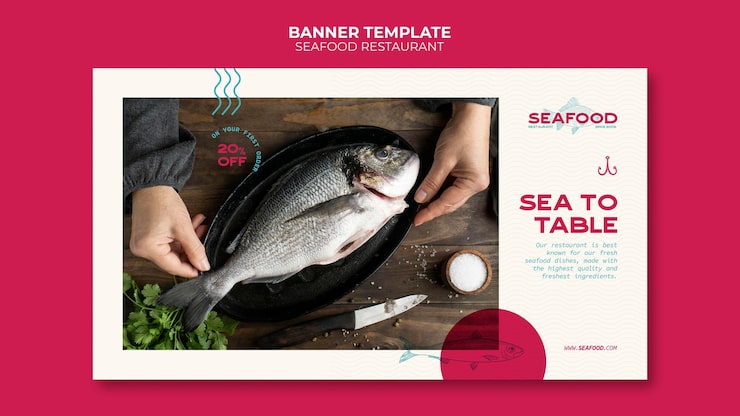 Gratis PSD banner for sjømatrestaurant