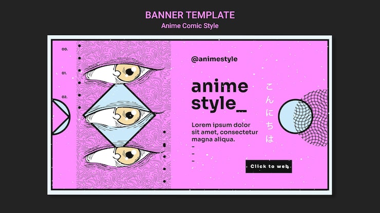 Gratis PSD banner skabelon i anime tegneserie stil