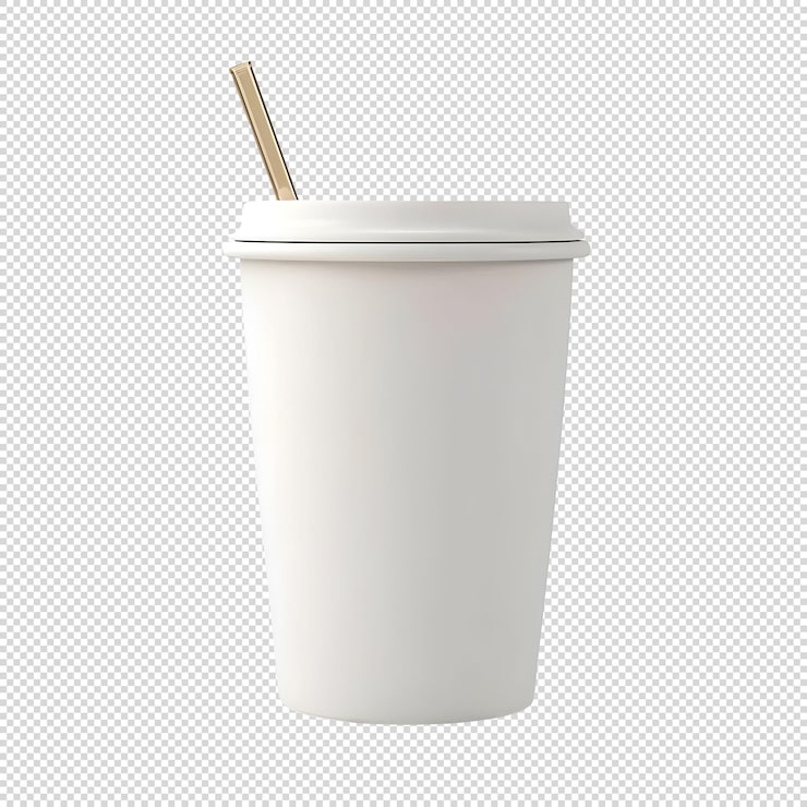 Gratis PSD blank kaffekop med sugerør isoleret på baggrund