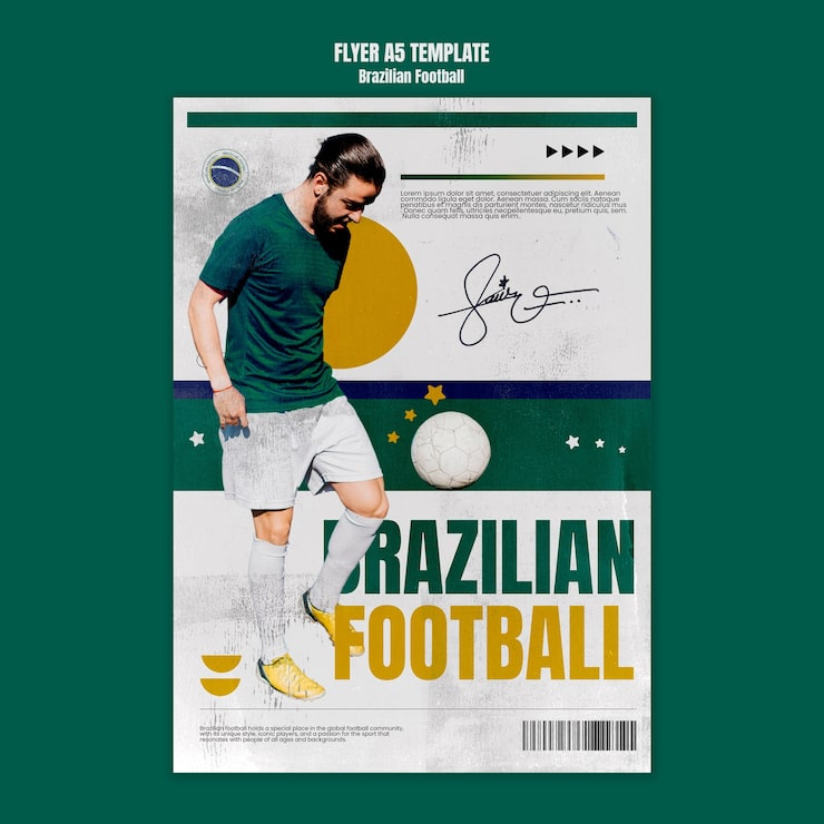 Gratis PSD brasiliansk fodboldskabelon i fladt design