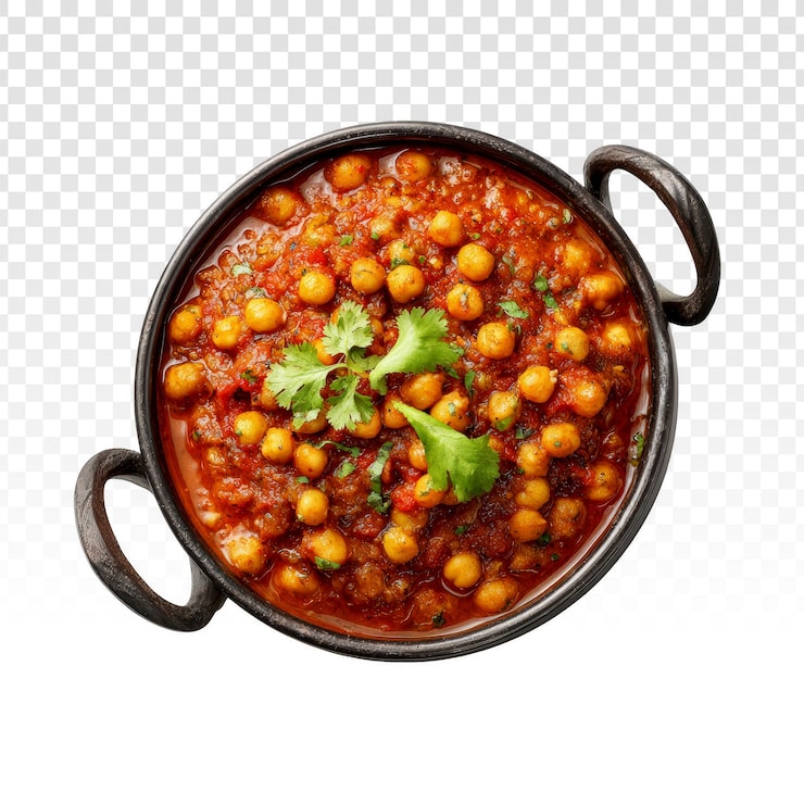 Gratis PSD chana masala i en traditionell indisk karahi-skål