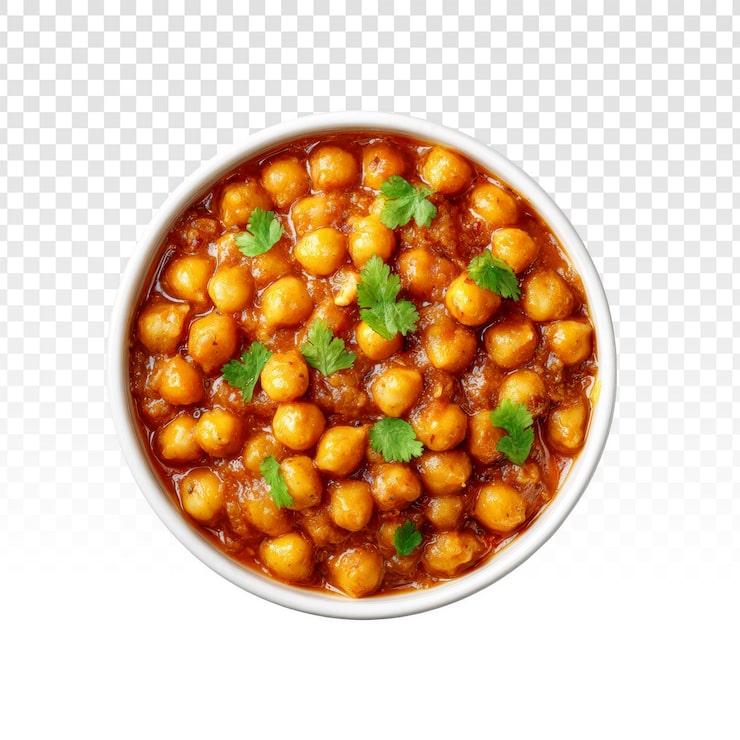 Gratis PSD chana masala kikärtscurry i en vit skål