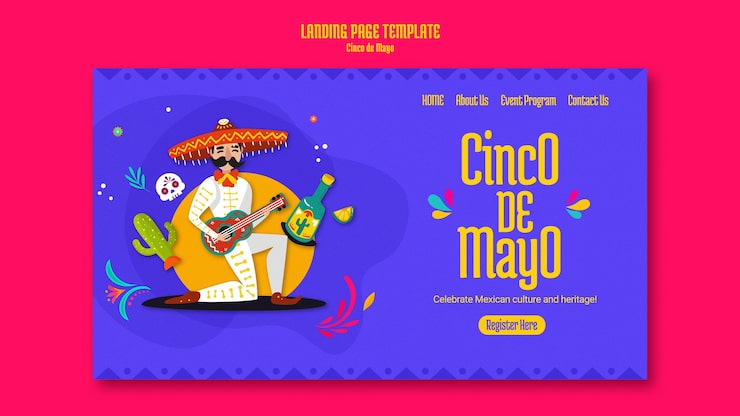 Gratis PSD cinco de mayo landningssidemall
