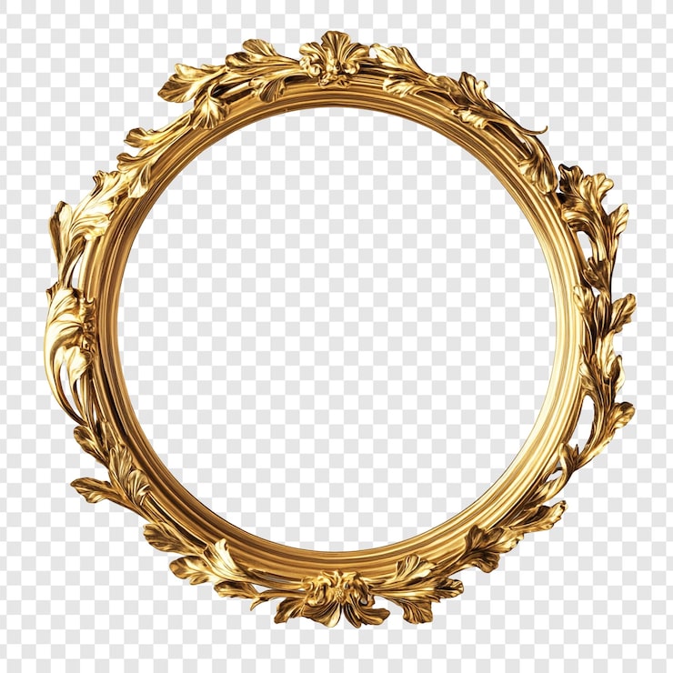 Gratis PSD dekorativ gylden rund ramme elegant og luksuriøst design til billeder og kunstværker