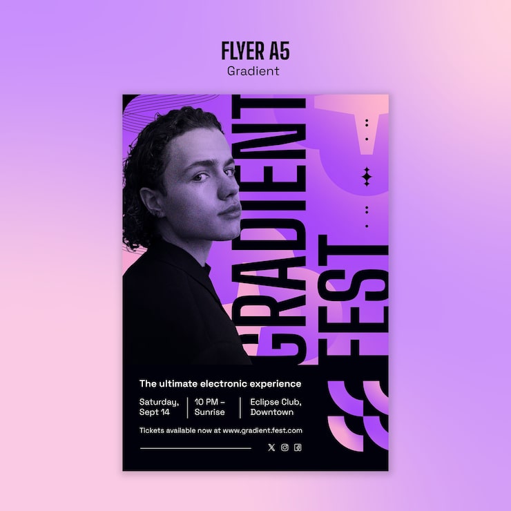 Gratis PSD design af gradient festival skabelon