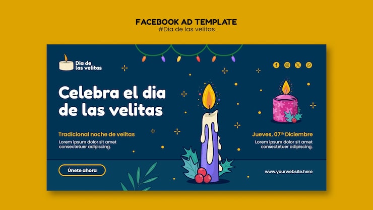 Gratis PSD dia de las velitas fejring facebook-skabelon