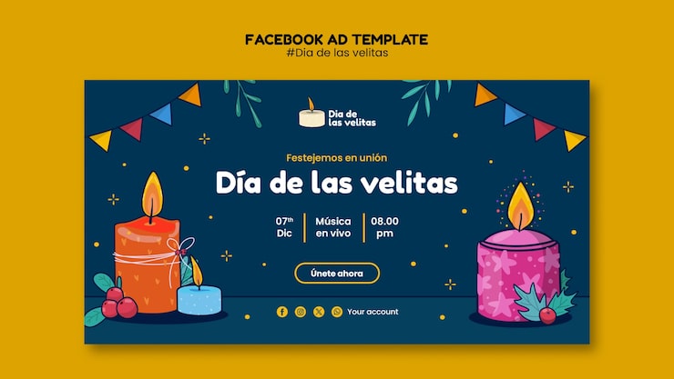 Gratis PSD dia de las velitas fejring facebook-skabelon