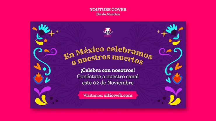Gratis PSD dia de muertos youtube-omslagsmall för firande