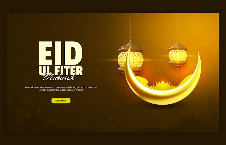 Gratis PSD eid mubarak och eid ul fitr – webb-banner eller bakgrundsmall