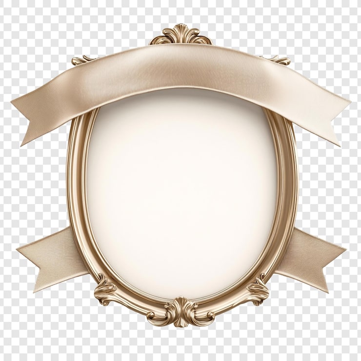 Gratis PSD elegant oval ramme med satinbånd til pris eller certifikat
