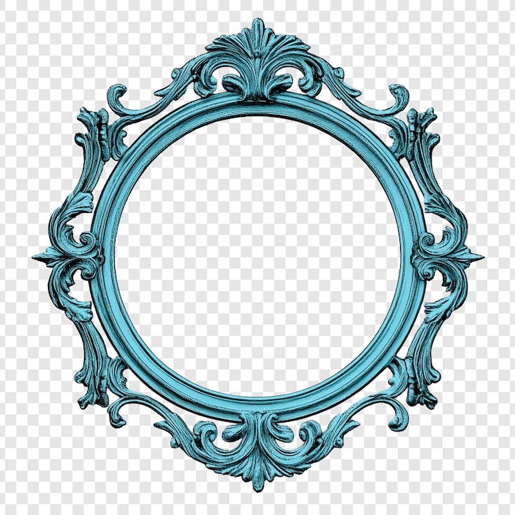 Gratis PSD elegant teal udsmykket rund ramme en dekorativ cirkulær ramme med indviklet design