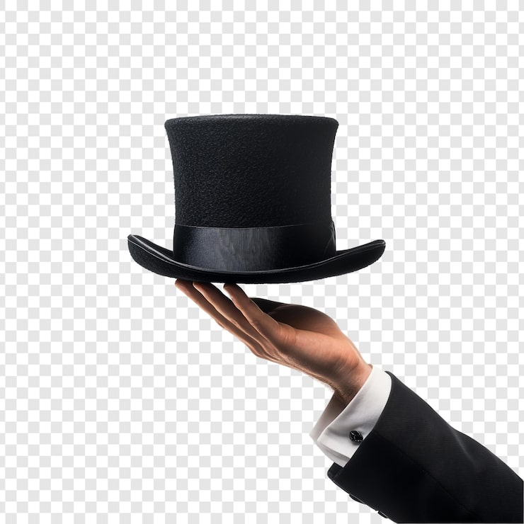 Gratis PSD en klassisk høj hat holdt i en hånd elegance og mystik