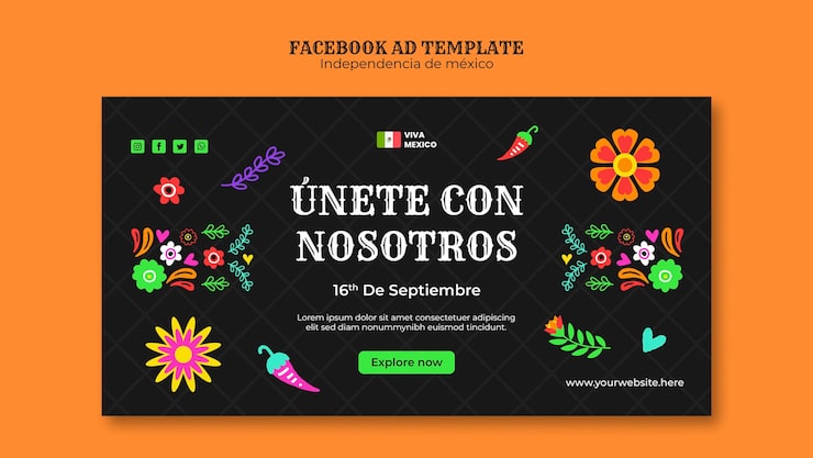Gratis PSD facebook-mall för mexikos självständighetsdag
