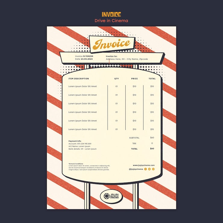 Gratis PSD fakturamal for drive-in kino