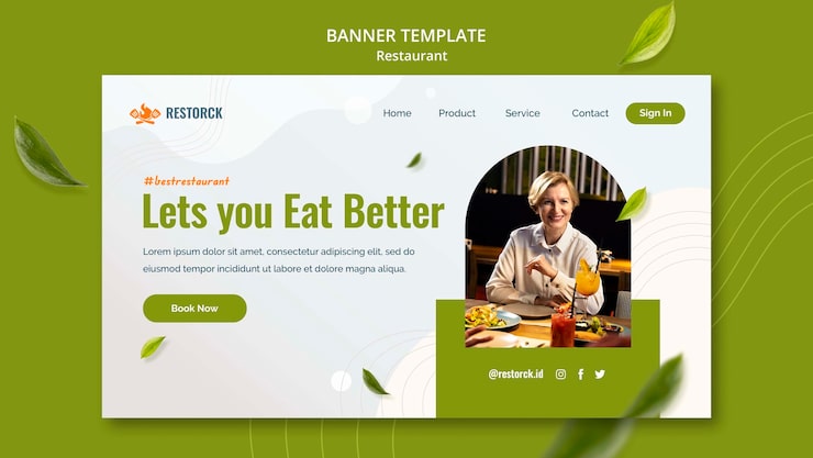 Gratis PSD flat design restaurang banner-mall