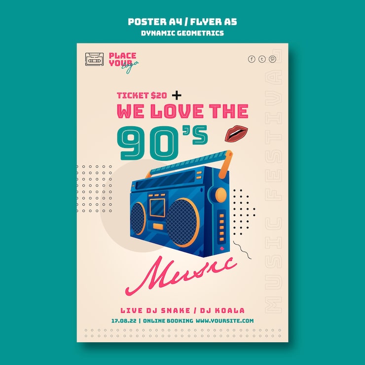 Gratis PSD flyer skabelon med dynamiske geometriske former