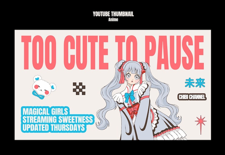 Gratis PSD for sød til at pause: magisk pige-anime thumbnail
