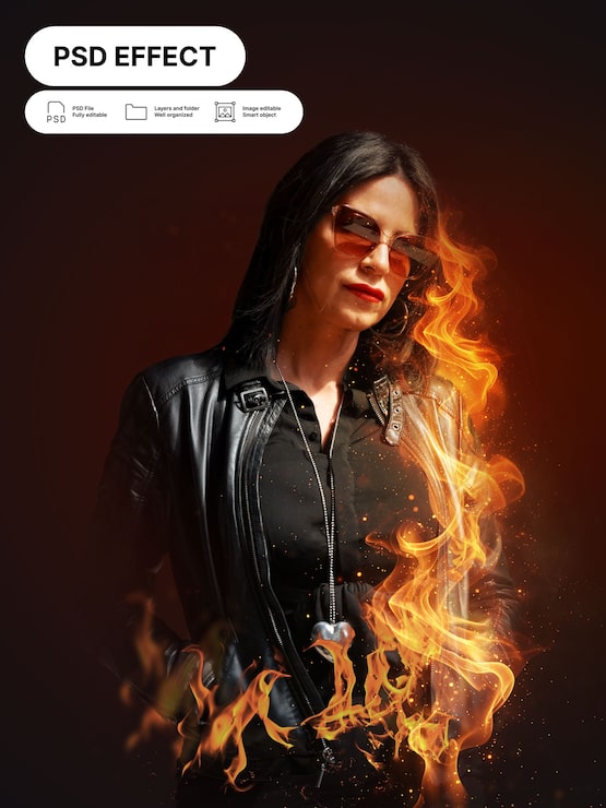 Gratis PSD fotoeffekt – eld