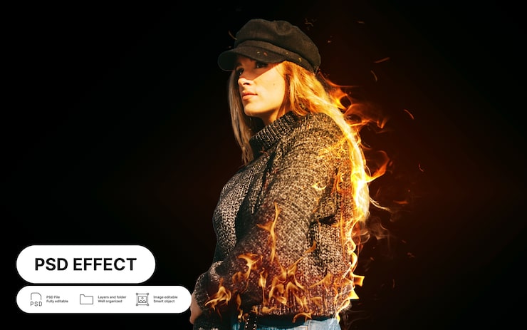 Gratis PSD fotoeffekt – eld