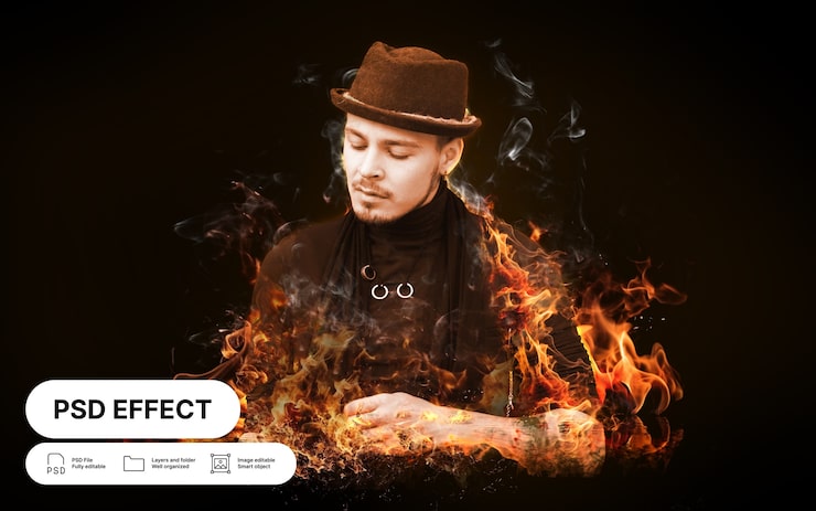Gratis PSD fotoeffekt – eld