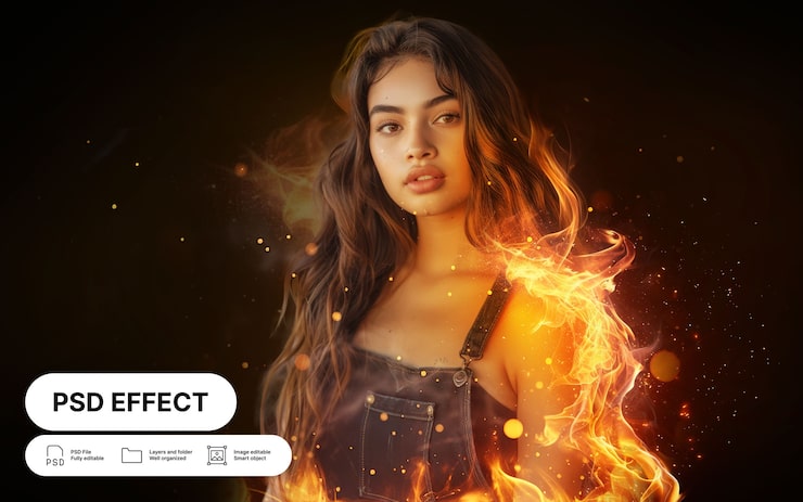 Gratis PSD fotoeffekt – eld