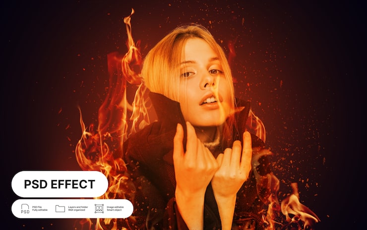 Gratis PSD fotoeffekt – eld
