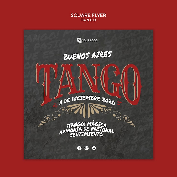 Gratis PSD fyrkantig flyermall med tango i buenos aires