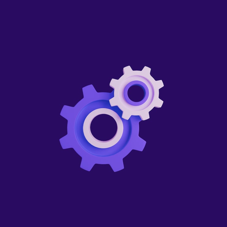 Gratis PSD gear illustration på en lilla baggrund