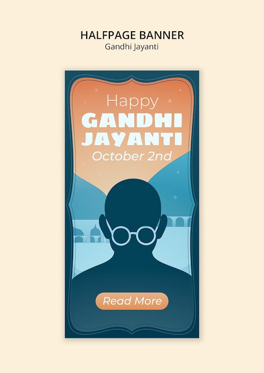 Gratis PSD glad gandhi jayanti banner