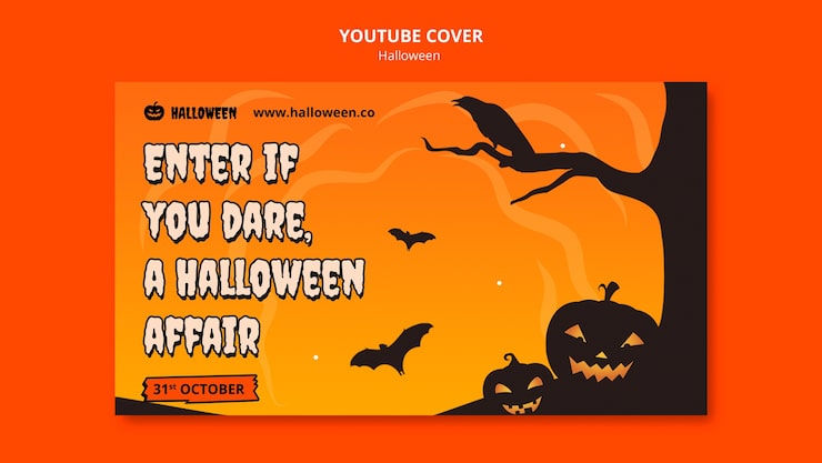 Gratis PSD halloween-firande – omslagsbild för youtube