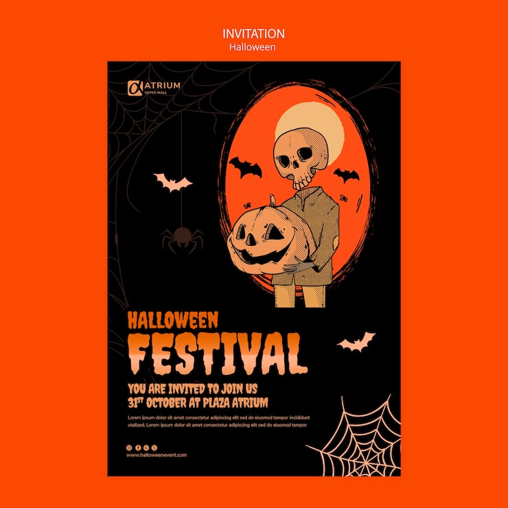 Gratis PSD halloween-mall med platt design