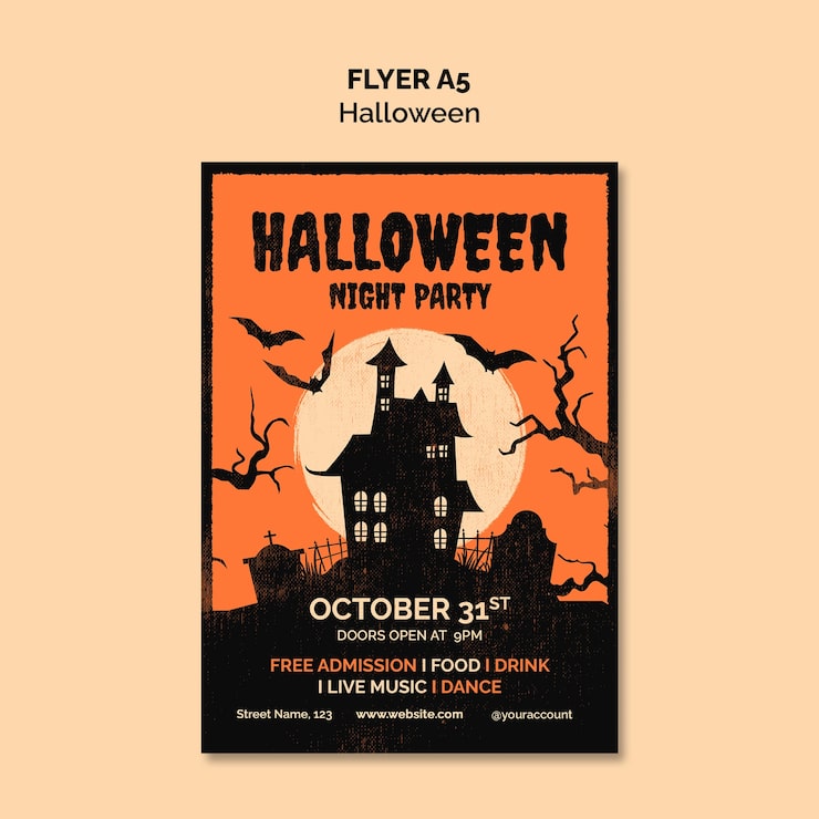 Gratis PSD halloween-nattfest flyermall