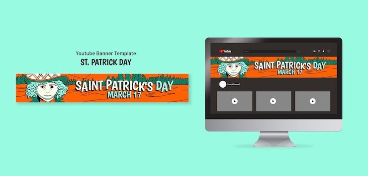Gratis PSD håndtegnet st. patrick's day youtube banner