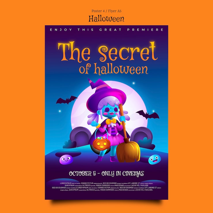 Gratis PSD hemlig halloween event vertikal affisch mall