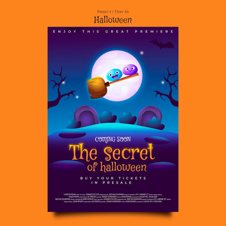 Gratis PSD hemlig halloween event vertikal affisch mall