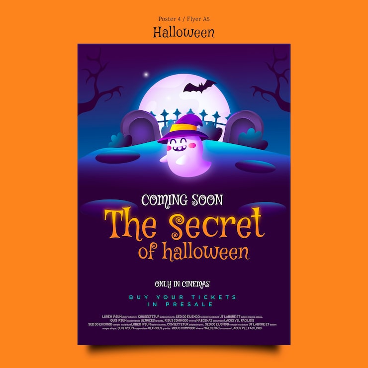 Gratis PSD hemlig halloween event vertikal affisch mall