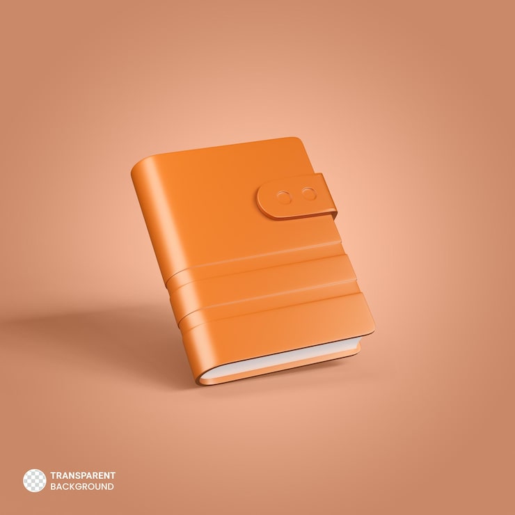 Gratis PSD inbunden anteckningsbok, dagboksikon, isolerad 3d-renderingsillustration