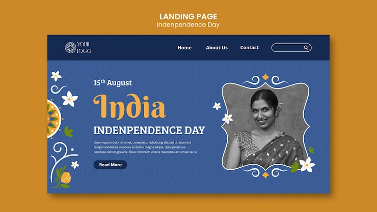 Gratis PSD indiens självständighetsdag landningssidemall