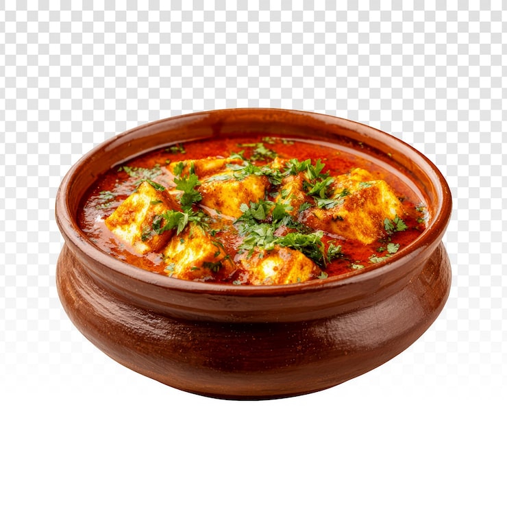 Gratis PSD indisk paneer curry i en lerkruka