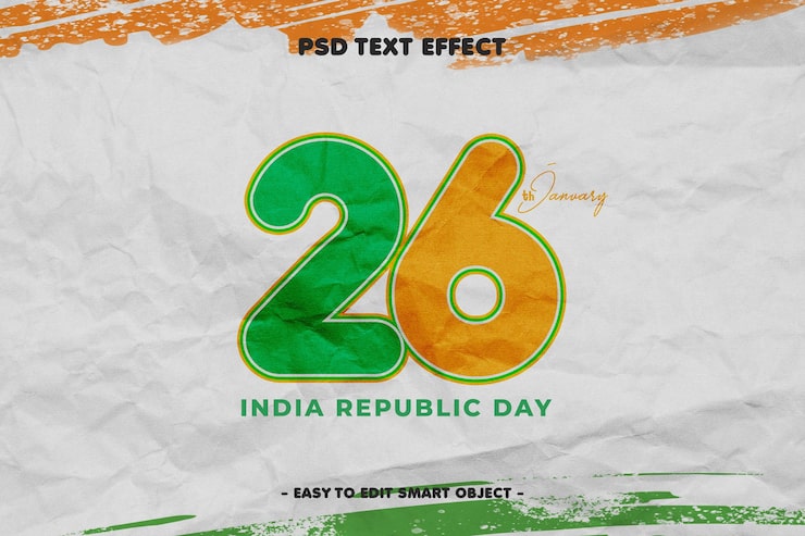 Gratis PSD indiska republikens dag redigerbar texteffekt