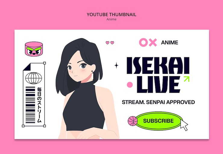 Gratis PSD isekai live stream anime youtube thumbnail