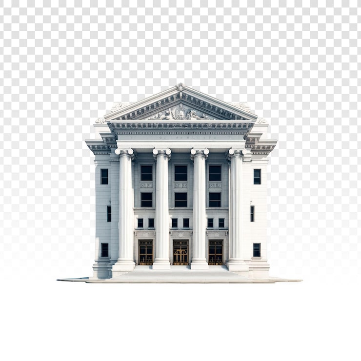 Gratis PSD isolerad vit nyklassicistisk byggnad
