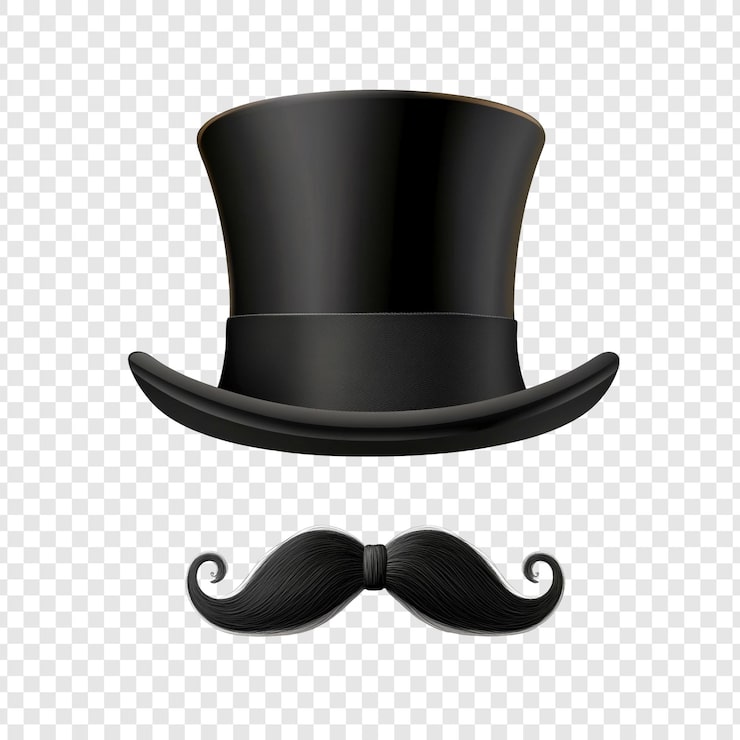 Gratis PSD klassisk herrbeklädnad höghatt och mustasch