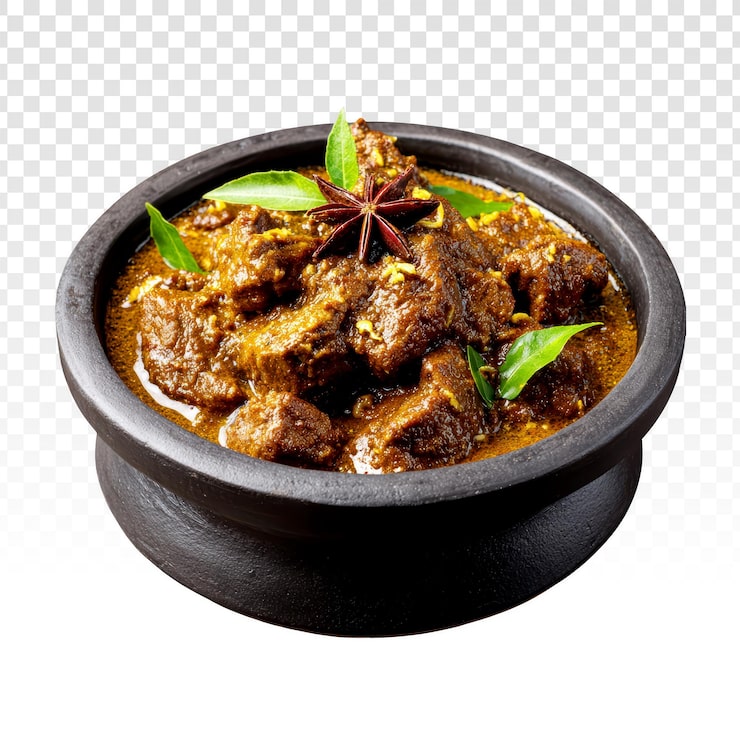 Gratis PSD kryddig köttcurry i en traditionell lerkruka