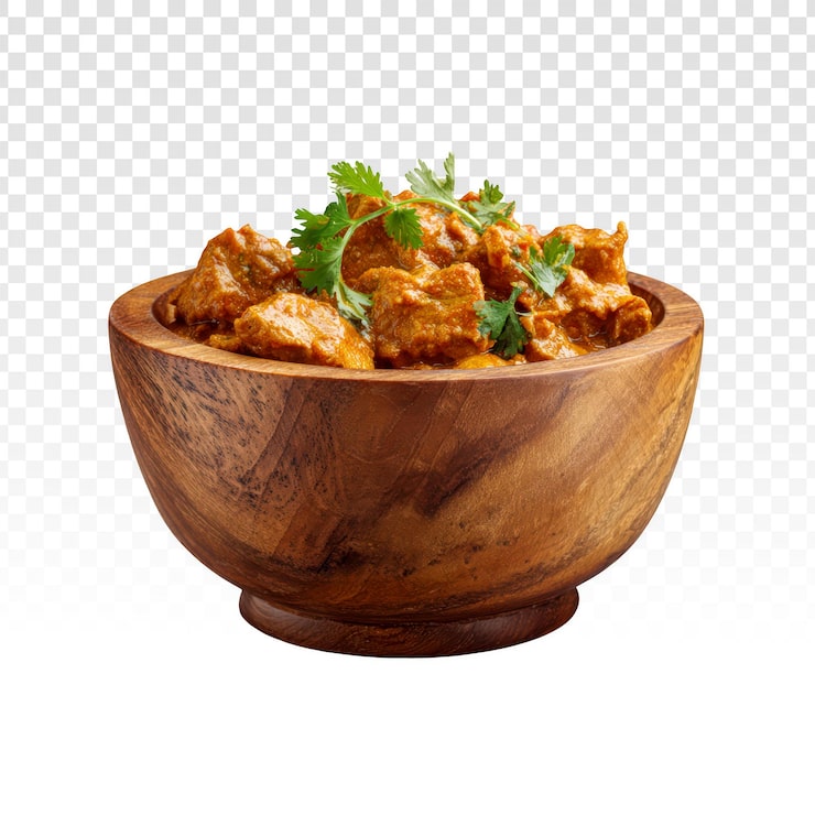 Gratis PSD kycklingcurry i en träskål.