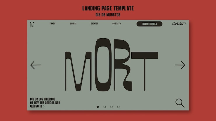 Gratis PSD landingssidemal for dia de muertos-høytiden