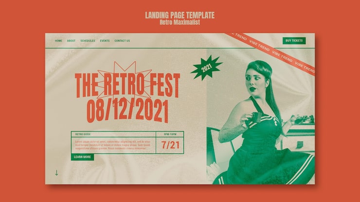 Gratis PSD landingssidemal for retro maksimalisme