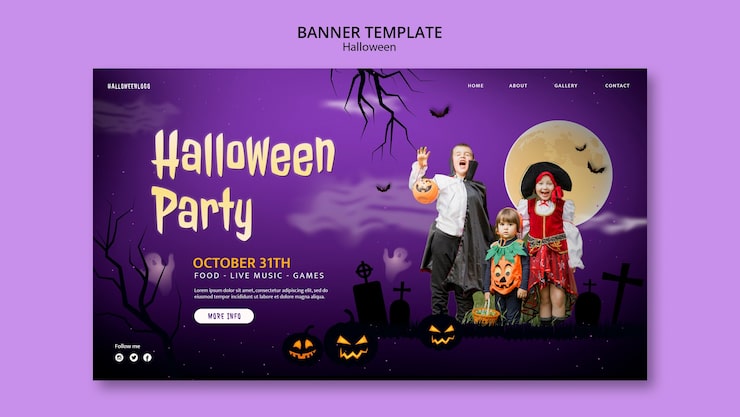 Gratis PSD landningssida för halloween-firande